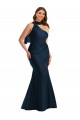 Dark Navy Silk like Satin One Shoulder Long Sleeveless Formal Plus Size Evening Gown / Prom Dress / Bridesmaid Dress Norwich