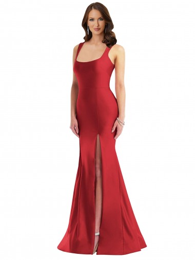 Silk like Satin Square Neck Long Sleeveless Formal Plus Size Evening Gown / Prom Dress / Bridesmaid Dress Norwich