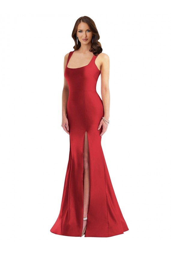 Silk like Satin Square Neck Long Sleeveless Formal Plus Size Evening Gown / Prom Dress / Bridesmaid Dress Norwich