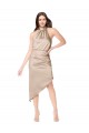 Silk like Satin Halter Neck Midi Length Sleeveless High Low Prom Dress / Bridesmaid Dress Norwich