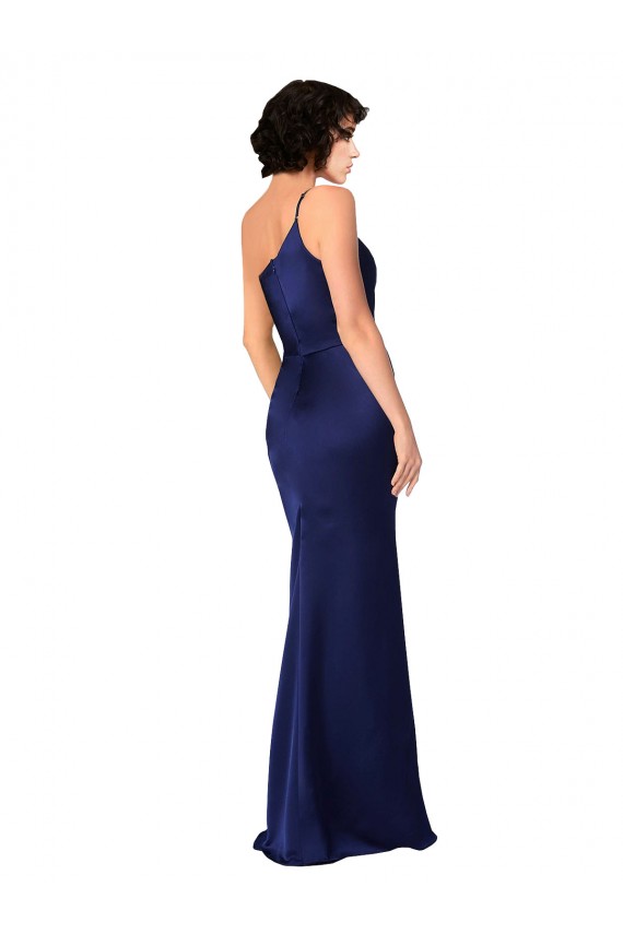 Sapphire Silk like Satin One Shoulder Long Sleeveless Black Tie Evening Gown / Prom Dress / Bridesmaid Dress Norwich