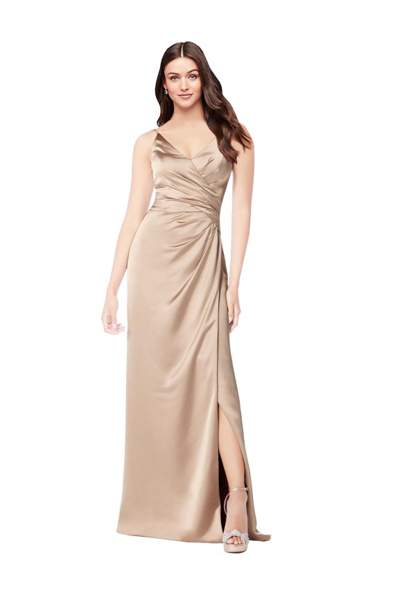 Low Back Champagne Pink Silk like Satin Spaghetti Straps Long Sleeveless Formal Evening Gown / Prom Dress / Bridesmaid Dress Norwich