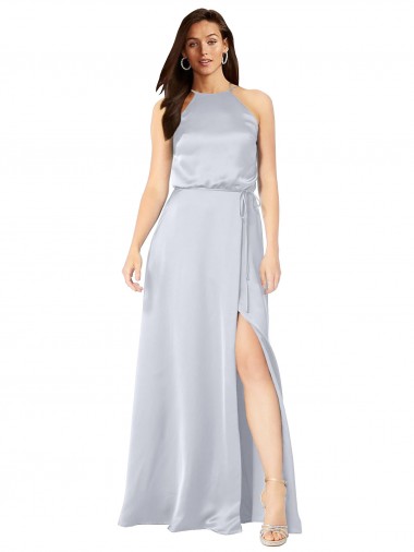 Open Back Silk like Satin Halter Neck Long Sleeveless Formal Evening Gown / Bridesmaid Dress Norwich