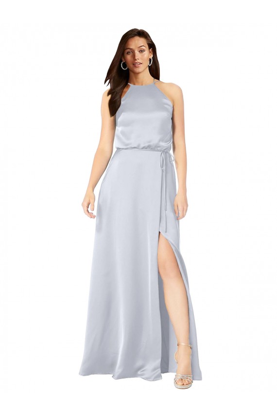 Open Back Silk like Satin Halter Neck Long Sleeveless Formal Evening Gown / Bridesmaid Dress Norwich