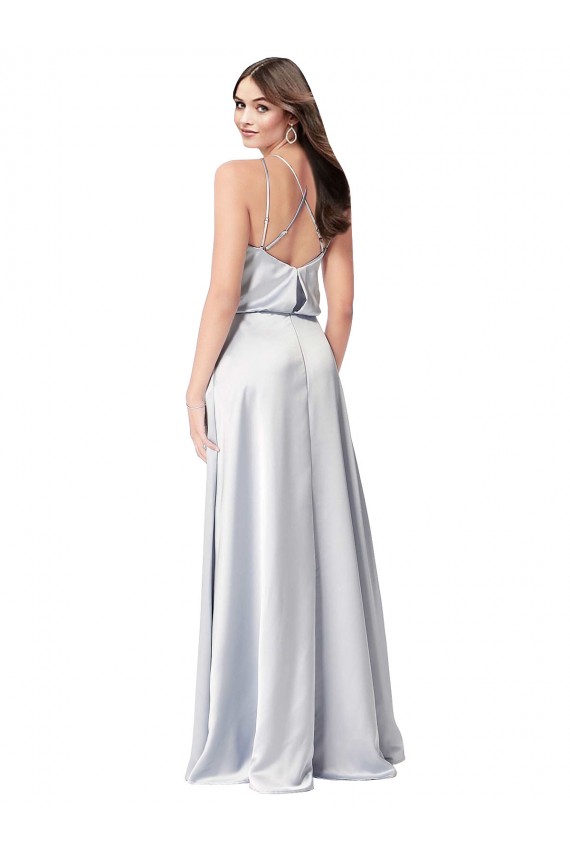Open Back Silk like Satin Halter Neck Long Sleeveless Formal Evening Gown / Bridesmaid Dress Norwich