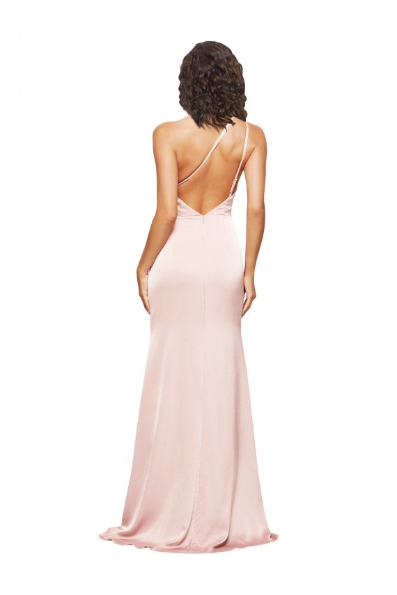 Low Back Silk like Satin One Shoulder Long Sleeveless Formal Evening Gown / Prom Dress / Bridesmaid Dress Norwich