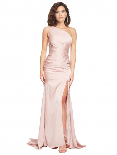 Silk like Satin One Shoulder Long Sleeveless Black Tie Evening Dress / Prom Dress / Bridesmaid Dress Norwich