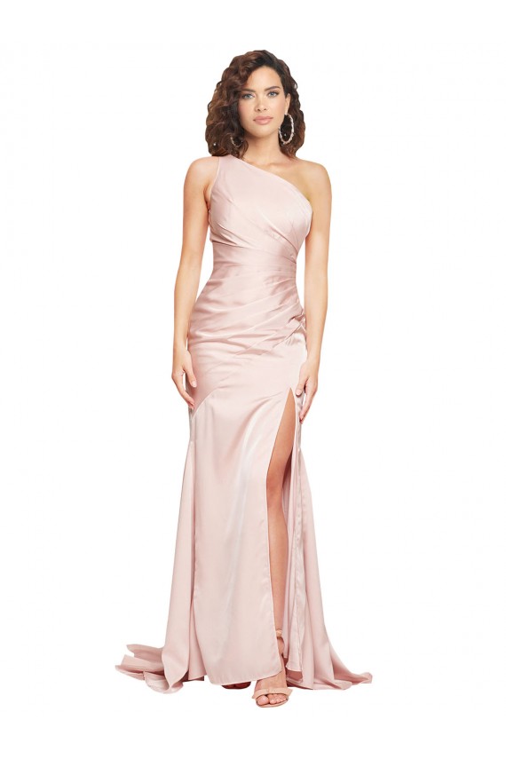 Silk like Satin One Shoulder Long Sleeveless Black Tie Evening Dress / Prom Dress / Bridesmaid Dress Norwich