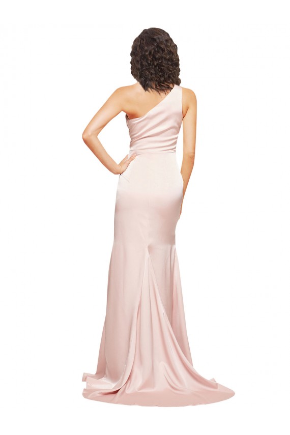 Silk like Satin One Shoulder Long Sleeveless Black Tie Evening Dress / Prom Dress / Bridesmaid Dress Norwich
