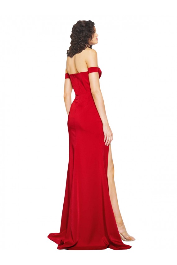 Red Silk like Satin Off the Shoulder Long Sleeveless Formal Evening Gown / Prom Dress / Bridesmaid Dress Norwich