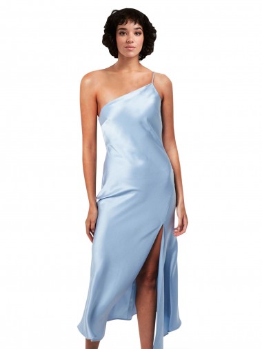 Silk like Satin One Shoulder Midi Length Sleeveless Formal Evening Gown / Prom Dress / Bridesmaid Dress Norwich
