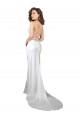 Open Back Silk like Satin Cowl Neck Sweep Train Sleeveless Beach Wedding Dress Norwich