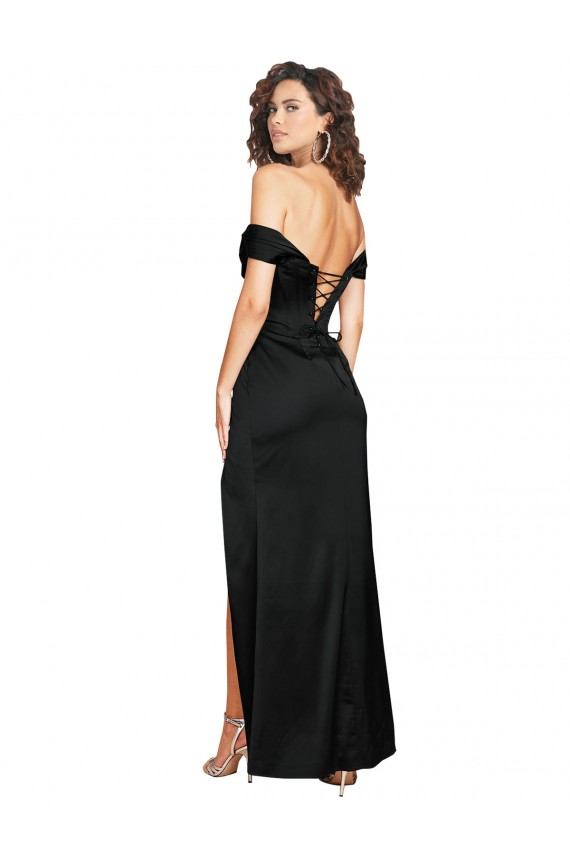 Low Back Silk like Satin Sweetheart Long Sleeveless Black Tie Evening Gown / Prom Dress / Bridesmaid Dress Norwich