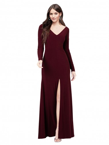 V-Back Spandex V-Neck Long Long Sleeves Prom Dress / Bridesmaid Dress Norwich