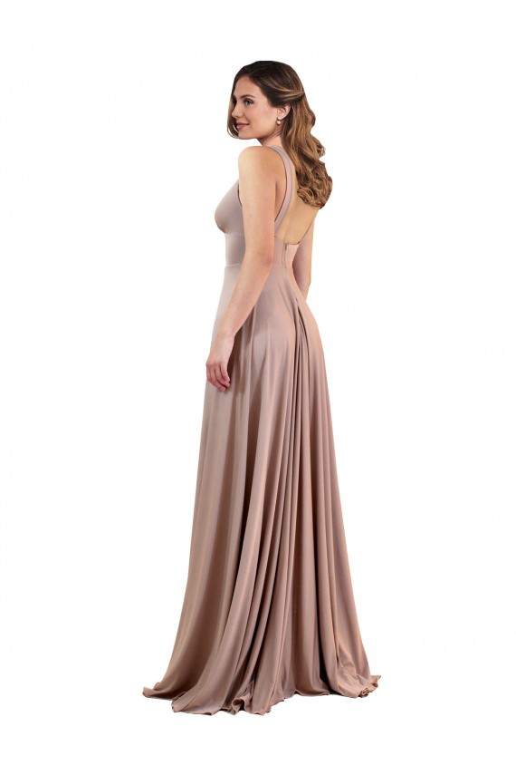 Low Back Spandex V-Neck Long Sleeveless Black Tie Evening Gown / Prom Dress / Bridesmaid Dress Norwich