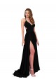 Open Back Spandex V-Neck Long Sleeveless Black Tie Evening Gown / Prom Dress / Bridesmaid Dress Norwich