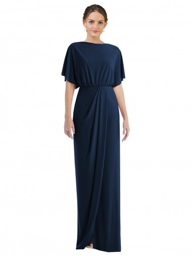 Open Back Spandex Bateau Neck Short Sleeves Long Semi Formal Evening Dress / Prom Dress / Bridesmaid Dress Norwich