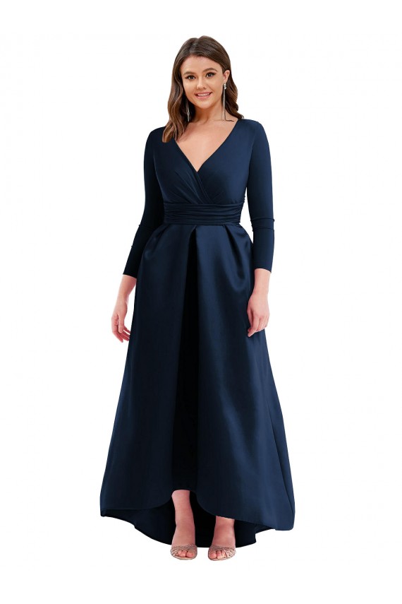 Spandex V-Neck Long Long Sleeves High Low Plus Size Evening Gown / Prom Dress / Bridesmaid Dress Norwich