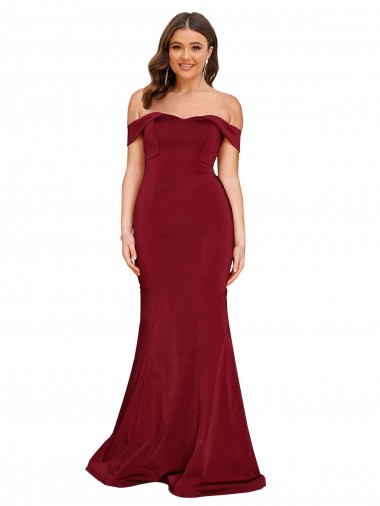 Spandex Off the Shoulder Long Sleeveless Formal Plus Size Evening Gown / Prom Dress / Bridesmaid Dress Norwich