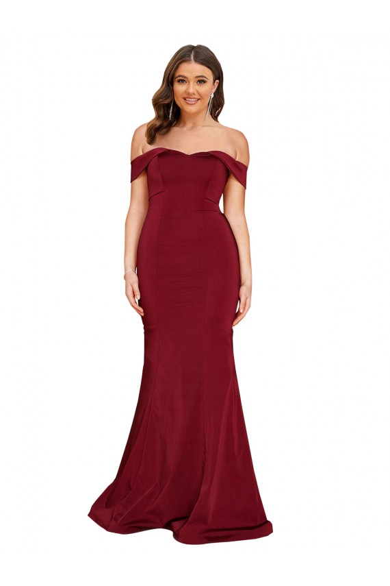 Spandex Off the Shoulder Long Sleeveless Formal Plus Size Evening Gown / Prom Dress / Bridesmaid Dress Norwich