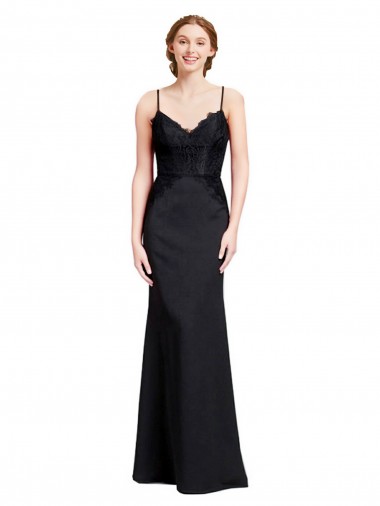 Low Back Stretch Crepe Spaghetti Straps Long Sleeveless Prom Dress / Bridesmaid Dress Norwich