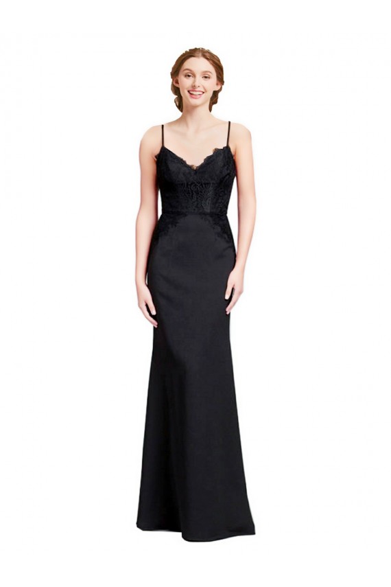 Low Back Stretch Crepe Spaghetti Straps Long Sleeveless Prom Dress / Bridesmaid Dress Norwich