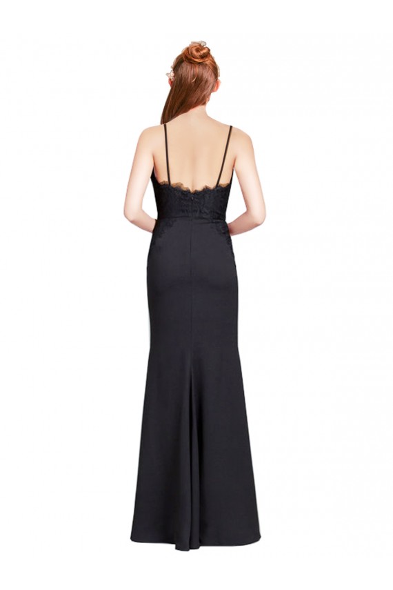Low Back Stretch Crepe Spaghetti Straps Long Sleeveless Prom Dress / Bridesmaid Dress Norwich