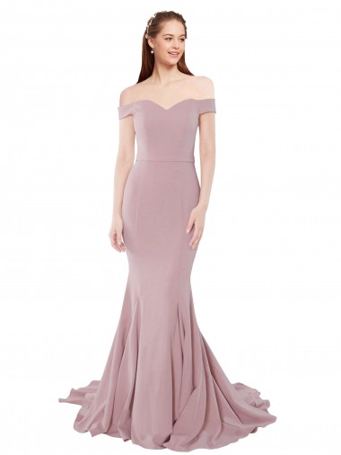 Stretch Crepe Off the Shoulder Sweep Train Sleeveless Bridesmaid Dress / Evening Dress Norwich