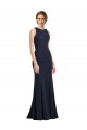 Keyhole Back Stretch Crepe Scoop Neck Long Sleeveless Black Tie Prom Dress / Bridesmaid Dress Norwich