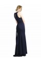 Keyhole Back Stretch Crepe Scoop Neck Long Sleeveless Black Tie Prom Dress / Bridesmaid Dress Norwich