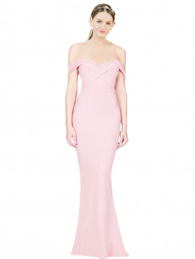 Low Back Pink Stretch Crepe Strapless Long Sleeveless Formal Evening Gown / Prom Dress / Bridesmaid Dress Norwich