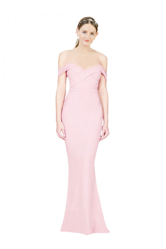 Low Back Pink Stretch Crepe Strapless Long Sleeveless Formal Evening Gown / Prom Dress / Bridesmaid Dress Norwich