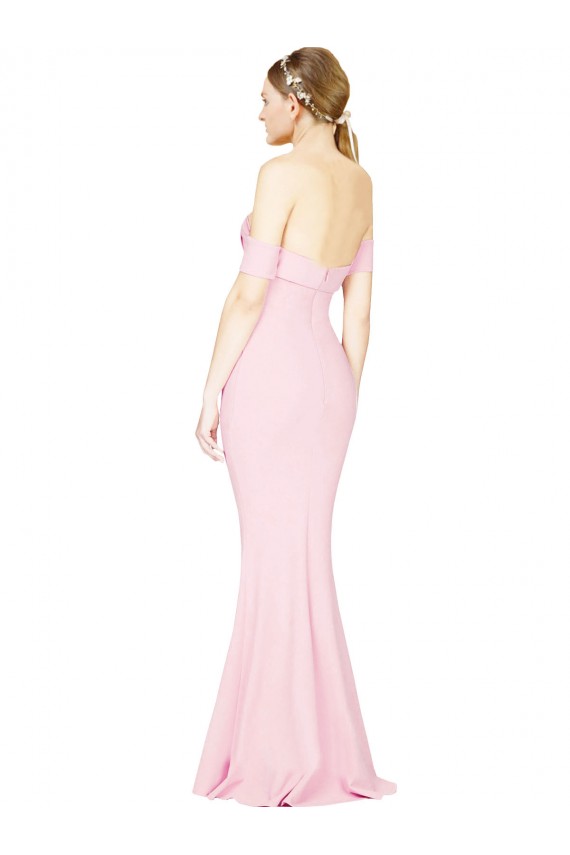 Low Back Pink Stretch Crepe Strapless Long Sleeveless Formal Evening Gown / Prom Dress / Bridesmaid Dress Norwich