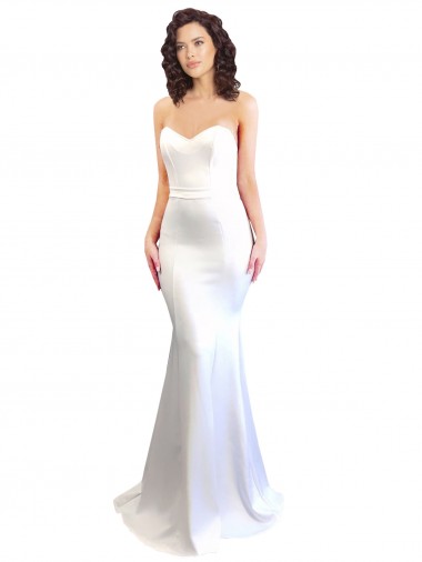 Low Back White Stretch Crepe Sweetheart Long Sleeveless Formal Evening Gown / Prom Dress / Bridesmaid Dress Norwich