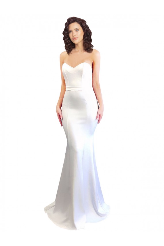 Low Back White Stretch Crepe Sweetheart Long Sleeveless Formal Evening Gown / Prom Dress / Bridesmaid Dress Norwich
