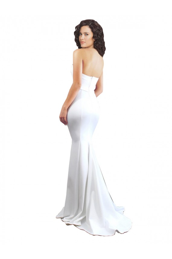 Low Back White Stretch Crepe Sweetheart Long Sleeveless Formal Evening Gown / Prom Dress / Bridesmaid Dress Norwich