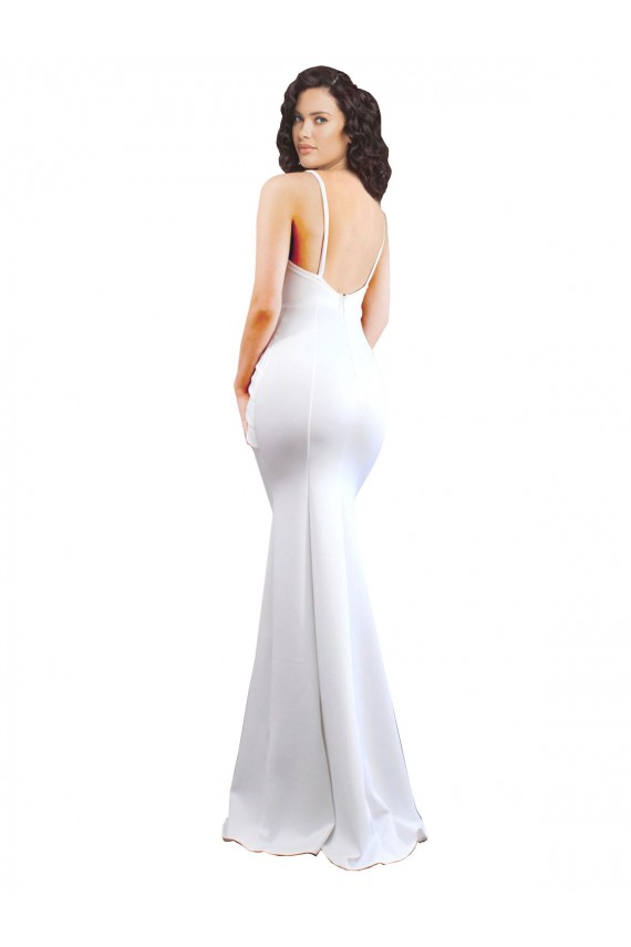 Low Back Stretch Crepe Spaghetti Straps Long Sleeveless Black Tie Evening Gown / Prom Dress / Bridesmaid Dress Norwich