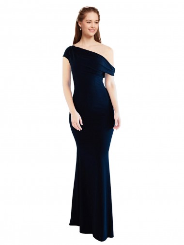 Mermaid Stretch Crepe One Shoulder Long Sleeveless Formal Evening Gown / Prom Dress / Bridesmaid Dress Norwich