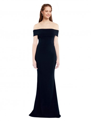 Keyhole Back Stretch Crepe Off the Shoulder Long Sleeveless Formal Dress / Bridesmaid Dress Norwich