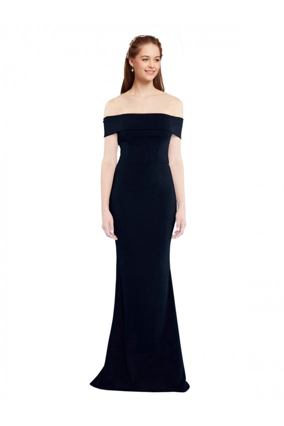 Keyhole Back Stretch Crepe Off the Shoulder Long Sleeveless Formal Dress / Bridesmaid Dress Norwich