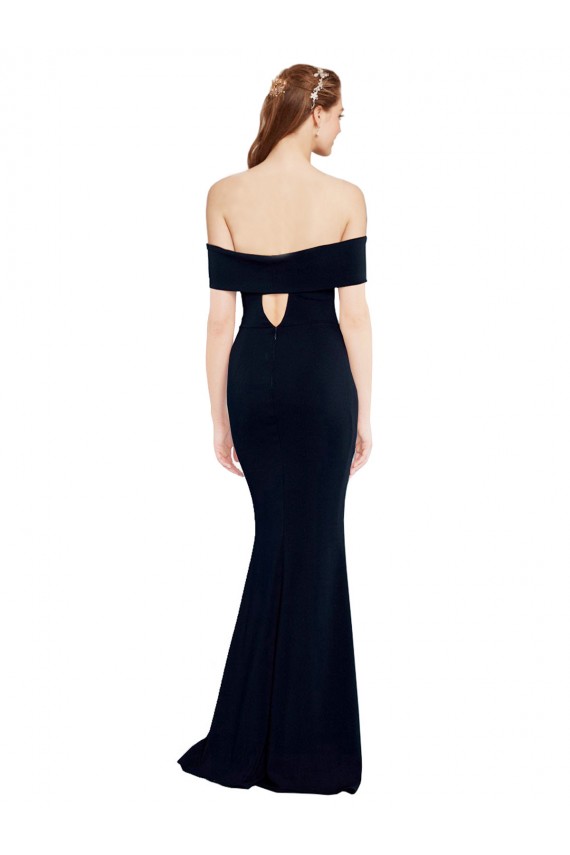 Keyhole Back Stretch Crepe Off the Shoulder Long Sleeveless Formal Dress / Bridesmaid Dress Norwich