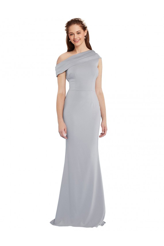 Grey Stretch Crepe One Shoulder Long Sleeveless Formal Dress / Bridesmaid Dress Norwich