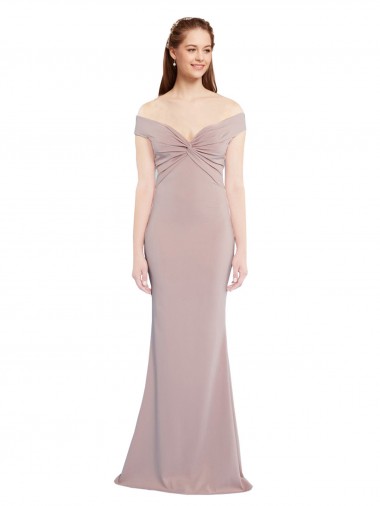 Keyhole Back Stretch Crepe Off the Shoulder Long Sleeveless Formal Evening Gown / Prom Dress / Bridesmaid Dress Norwich