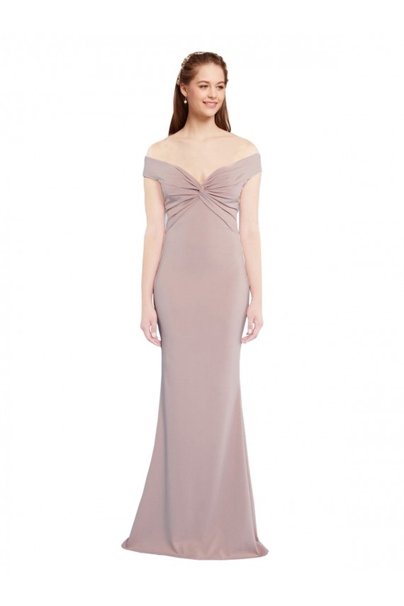 Keyhole Back Stretch Crepe Off the Shoulder Long Sleeveless Formal Evening Gown / Prom Dress / Bridesmaid Dress Norwich