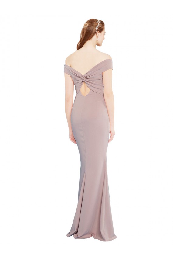 Keyhole Back Stretch Crepe Off the Shoulder Long Sleeveless Formal Evening Gown / Prom Dress / Bridesmaid Dress Norwich