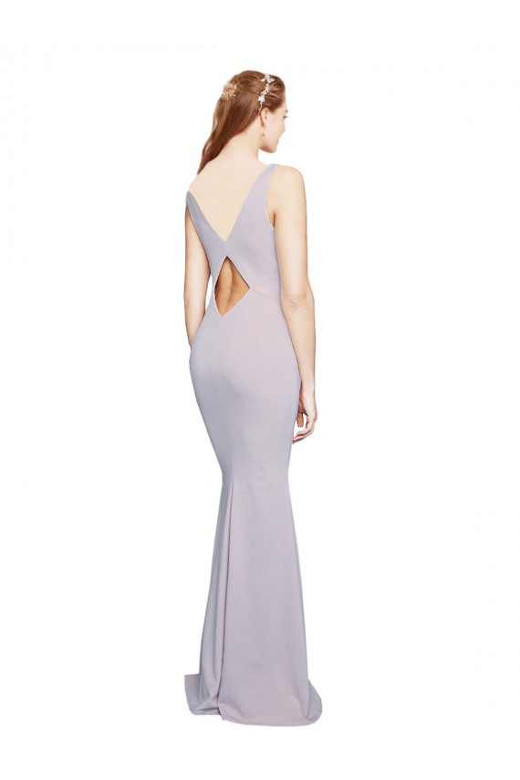 Keyhole Back Stretch Crepe V-Neck Long Sleeveless Formal Evening Gown / Prom Dress / Bridesmaid Dress Norwich