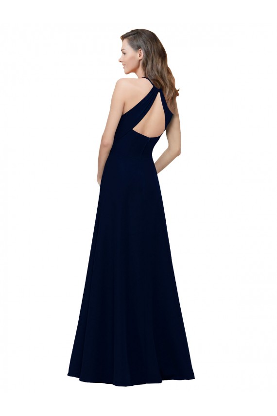 Keyhole Back Stretch Crepe Jewel Neck Long Sleeveless Prom Dress / Bridesmaid Dress Norwich