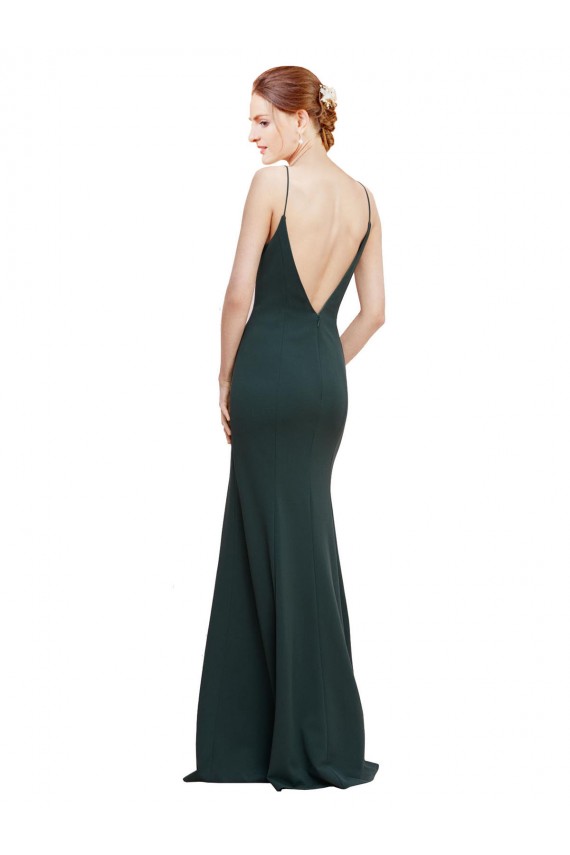 V-Back Pink Stretch Crepe V-Neck Long Sleeveless Formal Dress / Bridesmaid Dress Norwich