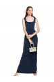 Low Back Dark Navy Stretch Crepe Scoop Neck Long Sleeveless Formal Evening Gown / Prom Dress / Bridesmaid Dress Norwich