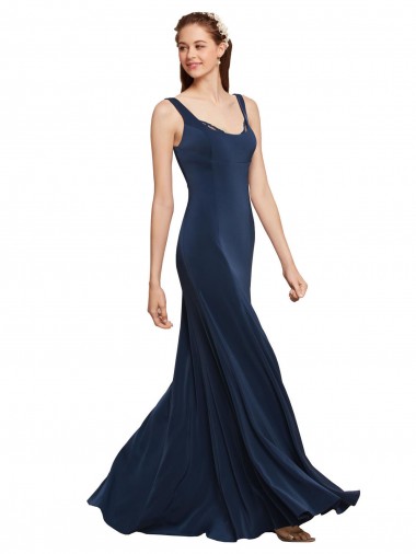 Low Back Stretch Crepe Round Neck Long Sleeveless Prom Dress / Bridesmaid Dress Norwich